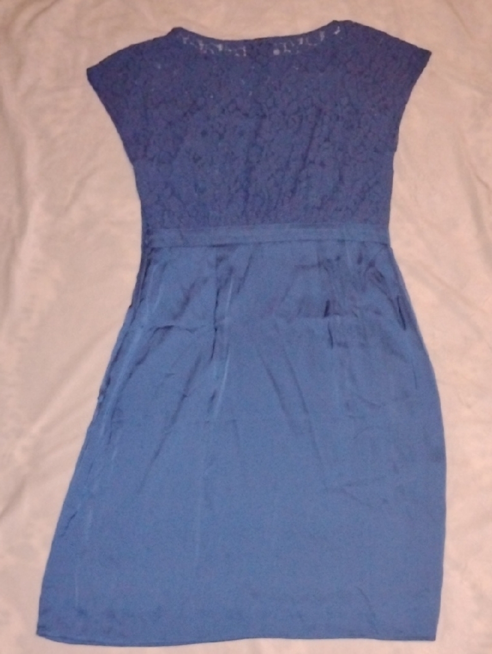 Blue Lace-Top Cap Sleeve Dress-Size 6 - Picture 13 of 16
